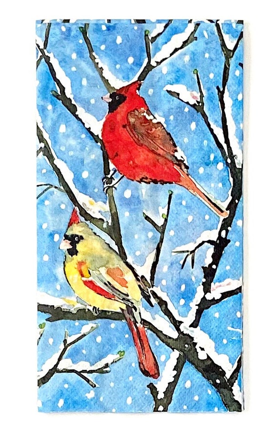 Decoupage Napkins Cardinals Paper Napkins Winter Birds Etsy