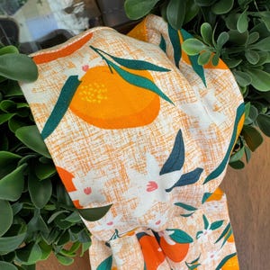 Wreath Sash Oranges On Orange  An White Crosshatch Wreath Sash  Spring/Summer Wreath Sash Front Door Decor  Wreath Decor  NEW DESIGN