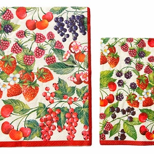 Decoupage Paper Napkin Strawberries  Ephemera Scrapbooking Card Making Collage Decoupage Ships 1 Business Day