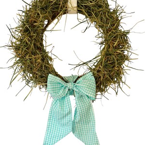 Wreath Sash Vintage Mint And White Gingham Wreath Sash Front Door Decor  Wreath Decor Bow Easter Basket Bow