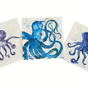 Decoupage Paper Napkin Set Of 3  Octopus Ocean  Coastal Decoupage  Party Paper Napkins Ships 1 Business