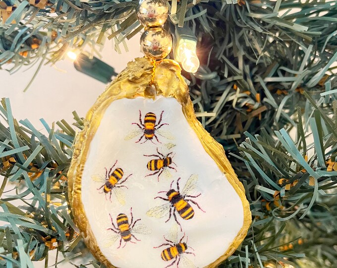 Oyster Shell Christmas Ornament Bees Christmas Ornament Seashell ...