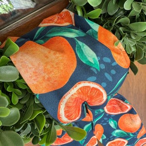 Wreath Sash Oranges On Blue Wreath Sash  Spring/Summer Wreath Sash Front Door Decor  Wreath Decor Wreath Sash NEW DESIGN