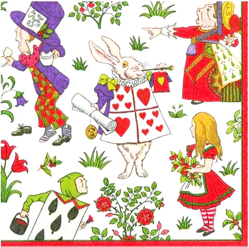 Decoupage Napkins Alice in Wonderland Paper Napkins Cocktail Etsy