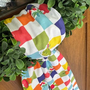 Wreath Sash Fruit Checkered Wreath Sash  Spring/Summer Wreath Sash Front Door Decor  Wreath Decor Wreath Sash NEW DESIGN