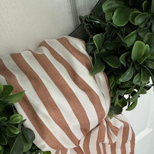 Wreath Sash Tan And White  Stripe Wreath Sash  Front Door Decor  Wreath Decor Wreath Scarf
