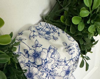 Wreath Sash Blue And White Floral Wreath Sash Front Door Decor  Wreath Decor Wreath Scarf