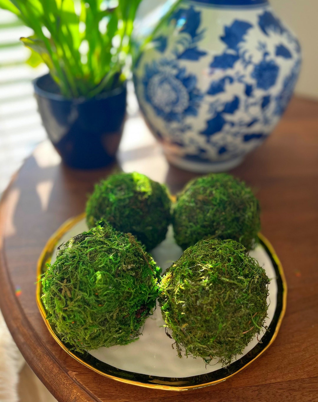 Moss Balls 4 Decorative Moss Balls Table Decor Moss Orbs Bowl Fillers  Farmhouse Tiered Tray Decor 