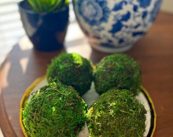 Moss Balls 4"  Decorative Moss Balls Table Decor Moss Orbs  Bowl Fillers Farmhouse  Tiered Tray Decor