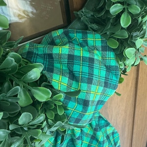 Wreath Sash Green  Bias Plaid  Wreath Sash St. Patrick&#39;s Day Wreath Sash  Front Door Decor  Wreath Decor Holiday Decor