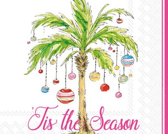 Decoupage Paper Napkin Christmas Palm Tree  Ephemera Scrapbooking Card Making Collage