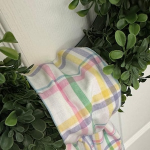 Wreath Sash Easter Wreath Sash Pastel Plaid  NEW Design  Wreath Sash  Front Door Decor  Wreath Decor  Easter Decor