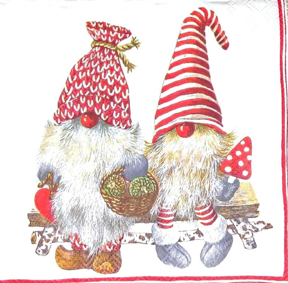 Gnome Paper Napkins Decoupage Napkins Christmas Napkins Etsy
