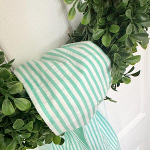 Wreath Sash  Aloe Seersucker Stripe Print Wreath Sash Front Door Decor  Wreath Decor  Spring/Summer Sash