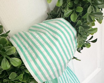 Wreath Sash  Aloe Seersucker Stripe Print Wreath Sash Front Door Decor  Wreath Decor  Spring/Summer Sash