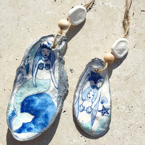 Oyster Shell Ornament Mermaid Oyster Shell Ornament  Oyster Seashell Decoupage Dish  Oyster Dish Ready To Ship