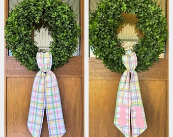 Wreath Sash| Pastel Plaid | Easter | Spring Door Decor| Last 2- READY TO SHIP