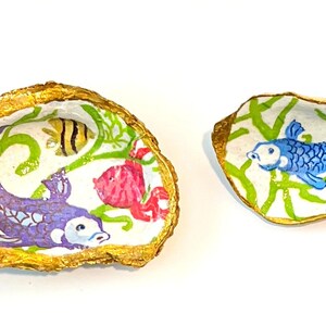 Oyster Shell  Ring Dish  Jewelry Holder Decoupage Dish  Oyster Dish  Ready To Ship