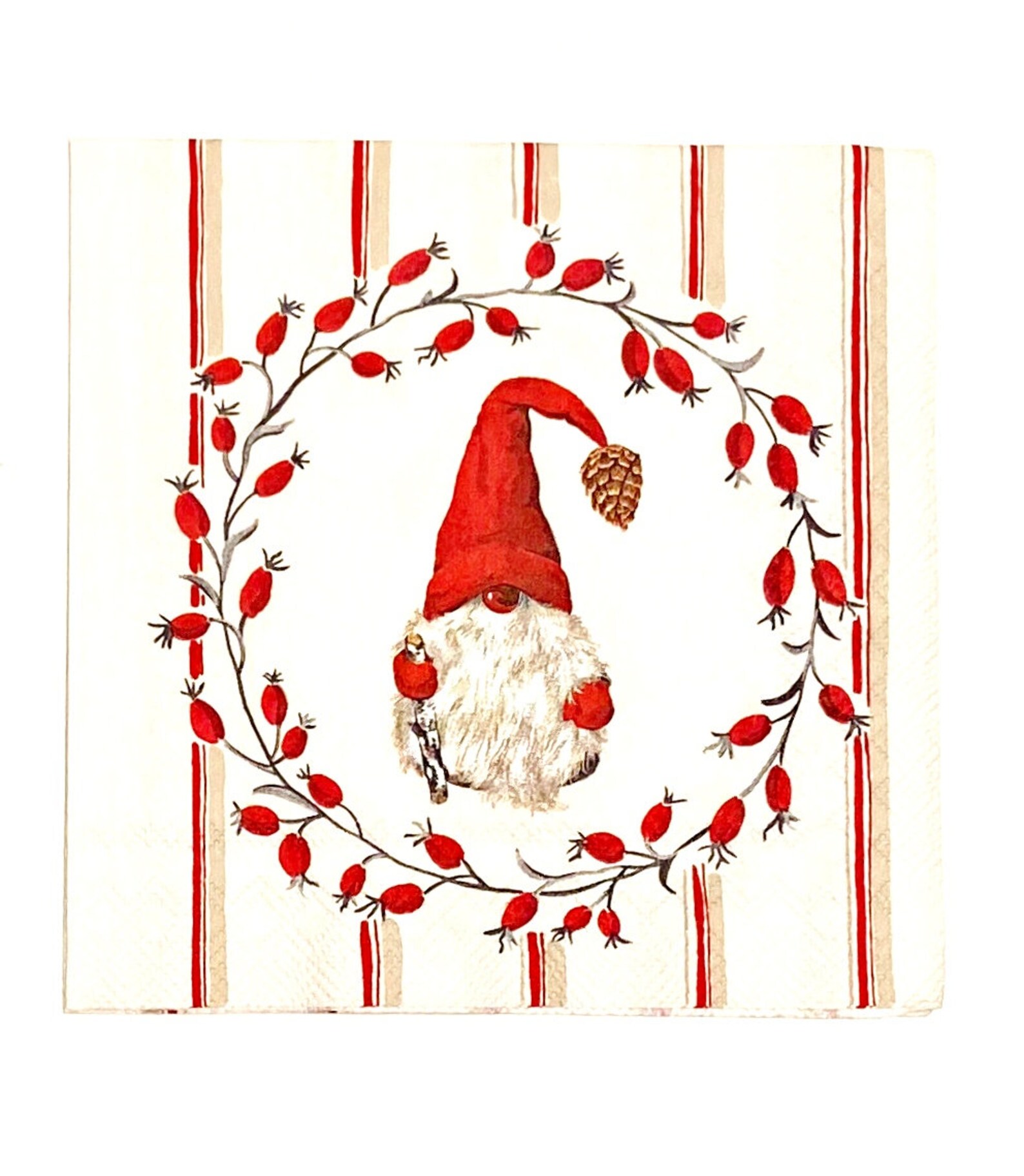 Gnome Paper Napkins Decoupage Napkins Christmas Napkins Ships Etsy