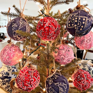 Western Christmas Ornaments  Bandana Ornaments  Rustic Decor Christmas Decor  Home Decor Fabric Ornament
