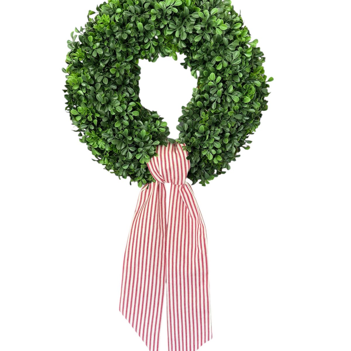 Wreath Sash Red And White Ticking Front Door Decor