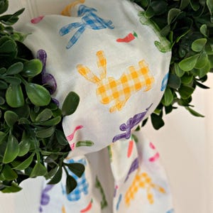 Wreath Sash Easter Wreath Sash Pastel Gingham Bunnies NEW Design  Wreath Sash  Front Door Decor  Wreath Decor Holiday Decor Easter Decor