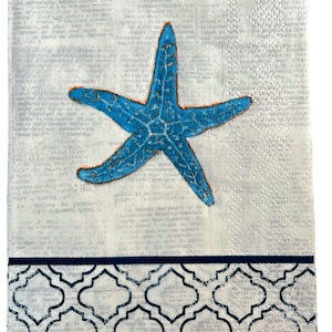 Decoupage Paper Napkin Blue Star Fish  Scrapbooking Card Making Collage Decoupage Ships 1 Business Day