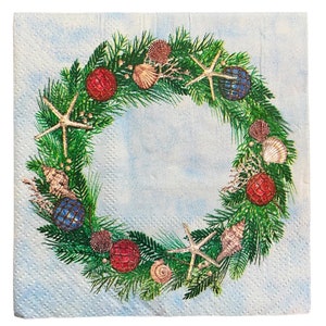 Decoupage Paper Napkin Wreath Christmas Napkin Ephemera Scrapbooking Card Making Collage Decoupage Ships 1 Business Day
