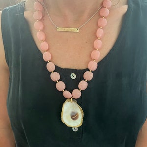 Oyster Shell Necklace Beaded Oyster Necklace Gold Shell Necklace Oyster Necklace Statement Necklace Beaded Necklace  Ships 1 Business Day