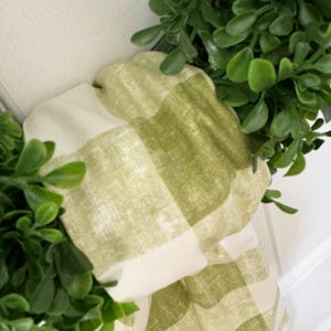 Wreath Sash Green Checkered Wreath Bow Front Door Decor  Wreath Decor Holiday Decor Wreath Scarf