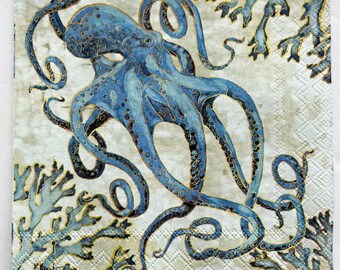 Decoupage Paper Napkin Octopus Paper Napkin Ephemera Scrapbooking Card Making Collage Decoupage Ships 1 Business