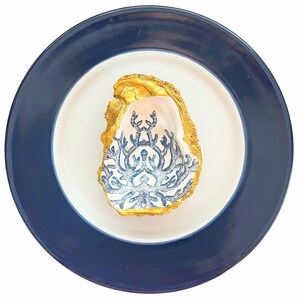 Oyster Shell Ring Dish Blue Coral Oyster Shell Ring Dish  Oyster Seashell Decoupage Dish  Oyster Dish Ready To Ship