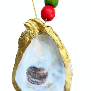 Oyster Shell Christmas Ornament Christmas Ornament  Seashell Decoupage  Christmas Gift Ready To Ship