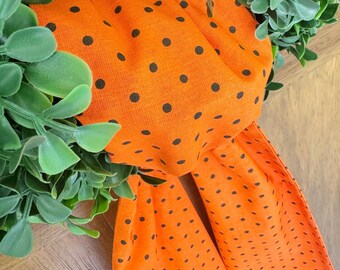 Wreath Sash Halloween Wreath Sash Black And Orange Polka Dots Wreath Sash Fall Wreath Decor Wreath Scarf