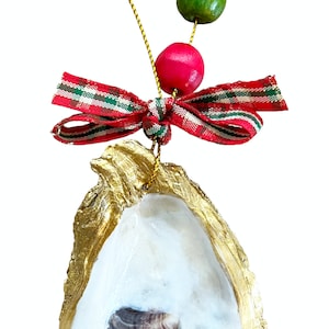 Oyster Shell  Christmas  Ornament Oyster Ornament Seashell Decoupage  Oyster Shell  Christmas Gift Ready To Ship