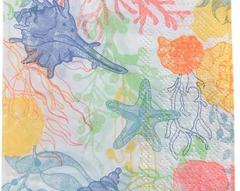 Decoupage Paper Napkin Sea Shells Coral Ephemera Scrapbooking Card Making Collage Decoupage Ships 1 Business Day