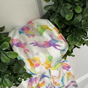 Wreath Sash Easter Wreath Sash Pastel Watercolor Bunnies NEW Design  Wreath Sash  Front Door Decor  Wreath Decor Holiday Decor Easter Decor