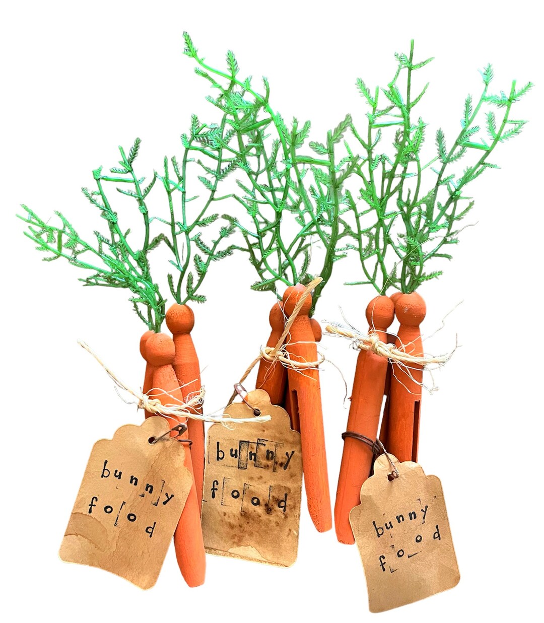 Carrot Clothes Pegs Primitive Clothespin Easter Carrots Decor Wooden
