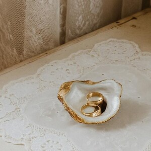 Oyster Shell Ring Dish Pearl Oyster Shell Ring Dish Seashell Jewelry Holder Gold Oyster Dish  Stand Ready To Ship