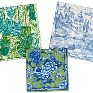 Decoupage Paper Napkins Set Of 3 Blue & Green  Paper Napkins Ephemera Scrapbooking Card Making Collage Decoupage Ships 1 Business Day