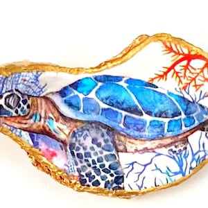 Oyster Shell Ring Dish Seashell Jewelry Holder Decoupage Dish Sea Turtle  Oyster Dish  Ready To Ship