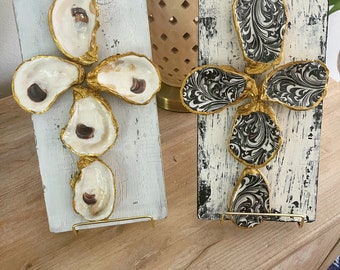 Oyster Shell Cross Art Oyster Shell Decor 2 Designs To Choose From  Wall Hanging Or Table Display  Ready To Ship