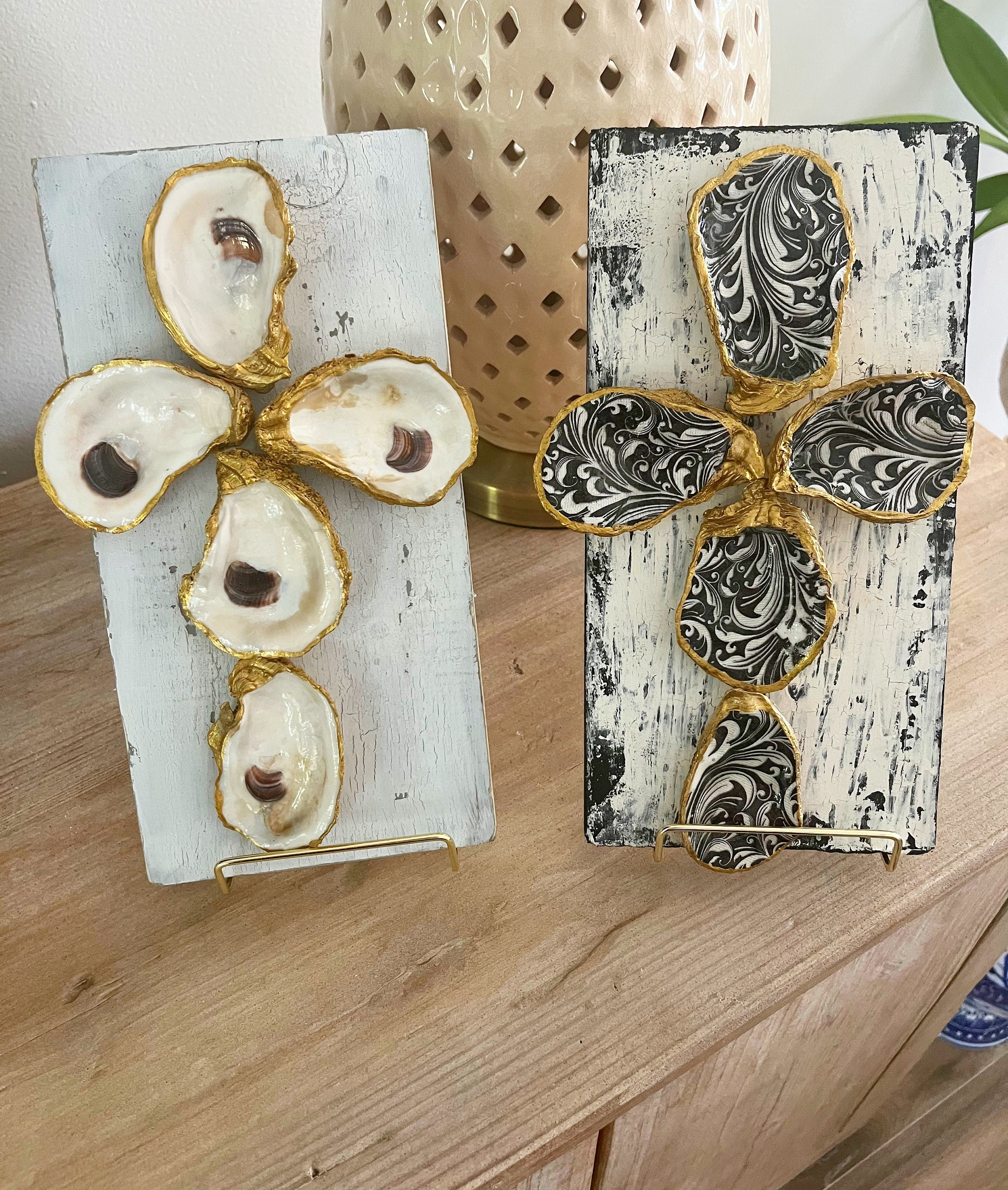 Oyster Shell Cross Art Oyster Shell Decor 2 Designs to Choose From