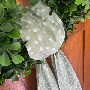 Wreath Sash Sage Dots Print Wreath Sash Front Door Decor  Wreath Decor Holiday   Wreath Sash  Wreath Scar