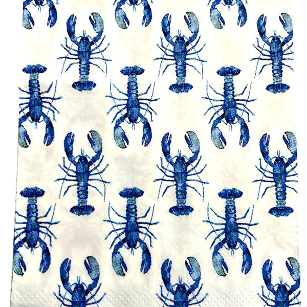 Decoupage Paper Napkin Blue Lobsters Paper Napkin Ephemera Scrapbooking Card Making Collage Decoupage Ships 1 Business