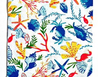 Decoupage Paper Napkin Ocean Life Ephemera Scrapbooking Card Making Collage Decoupage Ships 1 Business