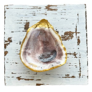Oyster Shell Art  Decor Gold Leaf Trimmed Oyster Shell  Table Display  Ready To Ship