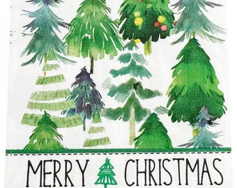 Decoupage Paper Napkin Christmas Trees  Green Ephemera Scrapbooking Card Making Collage Decoupage Ships 1 Business