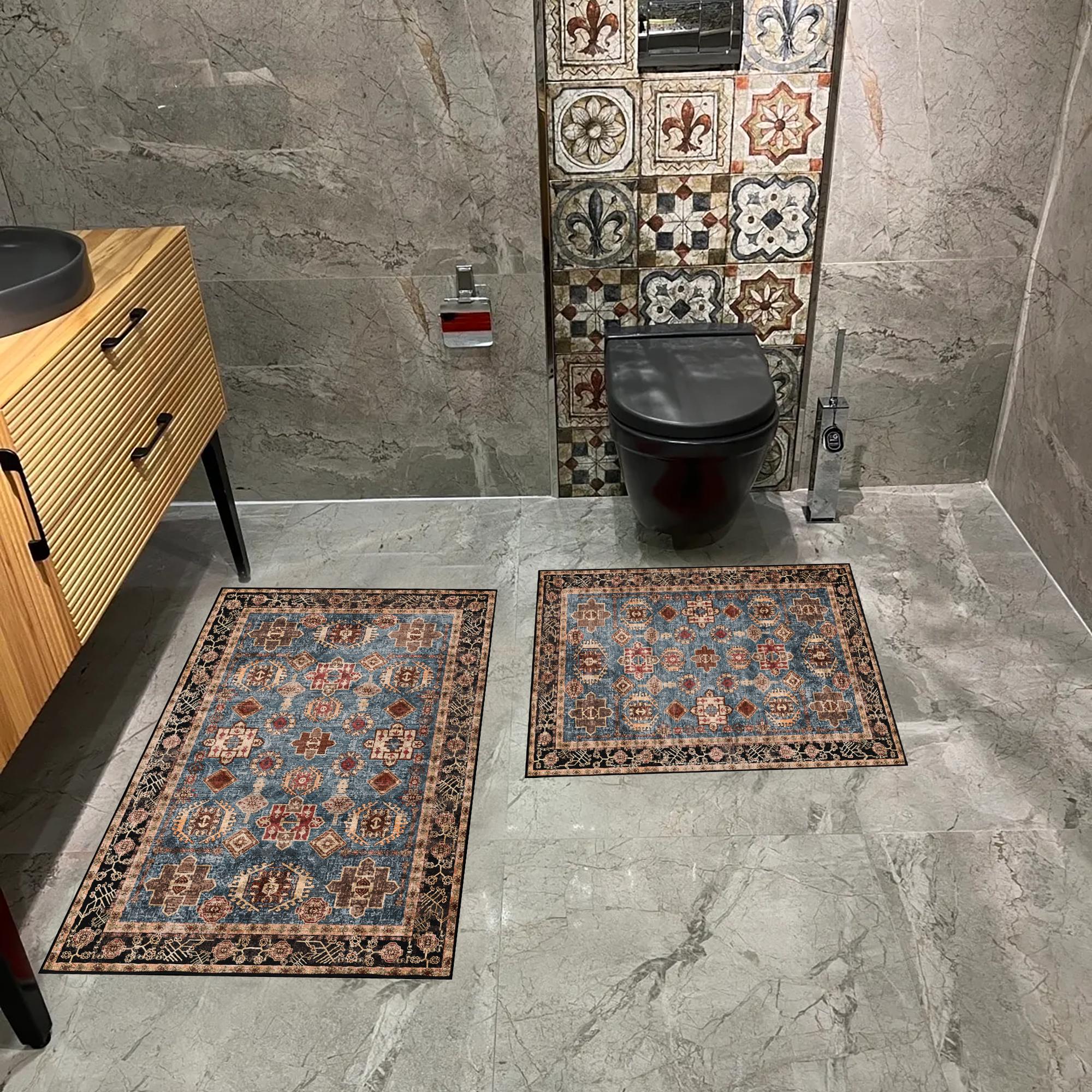 Tappetino Bagno 80x50cm In Cotone - Assorbente, Antiscivolo, Design Multicolore - Foto 12