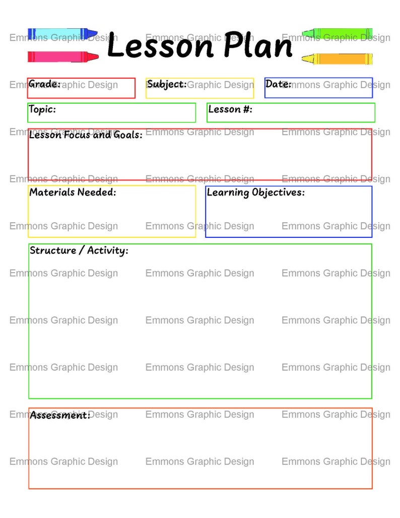 School Lesson Planner Printable PDF - Etsy